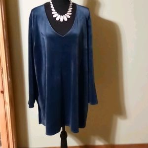 J Jill Pure Jill 3X deep blue velour tunic